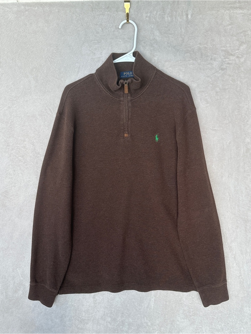 NWOT Polo by Ralph Lauren Chocolate Brown Quarter-Zip Sweater 100% cotton